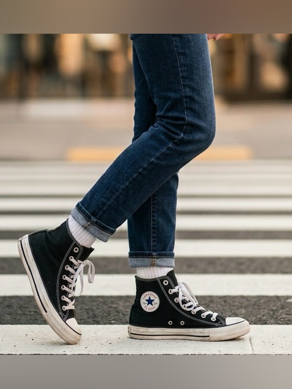 Converse Black and White High-Top Sneakers with Lunarlon foam cushioning